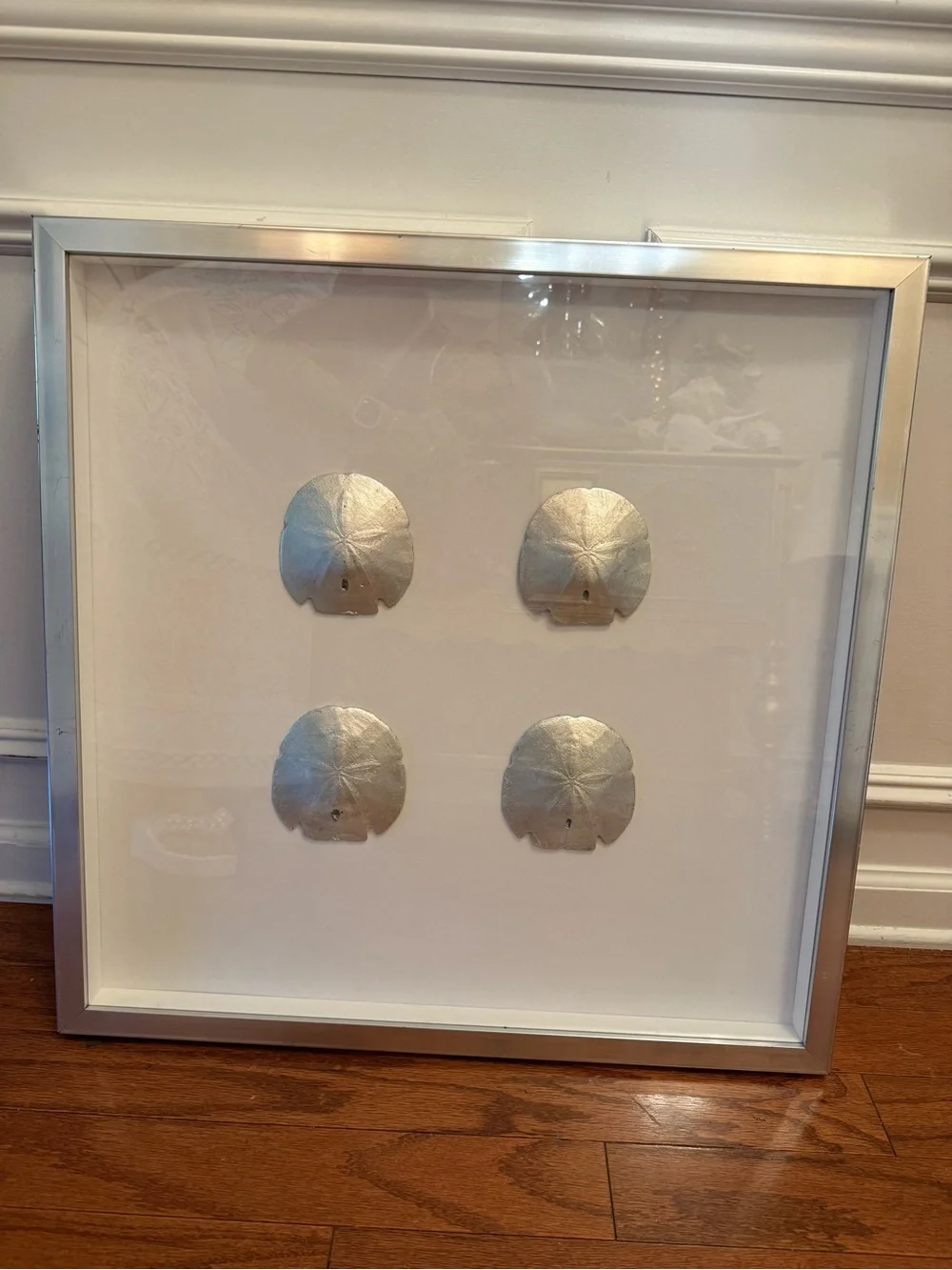 Like New Pier 1 Framed Silver Sand Dollar Wall Art